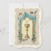 カトリックヴィンテージファースト聖餐式招待状 招待状 (正面)