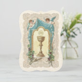 カトリックヴィンテージファースト聖餐式招待状 招待状 (スタンド正面)