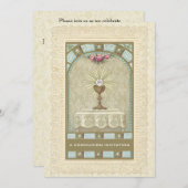 カトリックヴィンテージファースト聖餐式招待状 招待状 (正面/裏面)