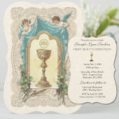 カトリックヴィンテージファースト聖餐式招待状 招待状