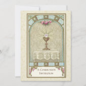 カトリックヴィンテージファースト聖餐式招待状 招待状 (正面)