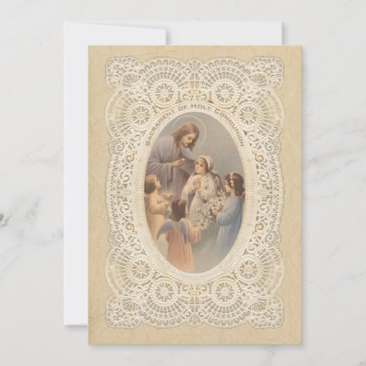 カトリックヴィンテージファースト聖餐式招待状 招待状 (正面)
