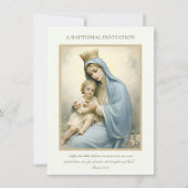 カトリックヴィンテージベビーバプテスマ《キリスト教》洗礼式や命名式フローラ 招待状 (正面)