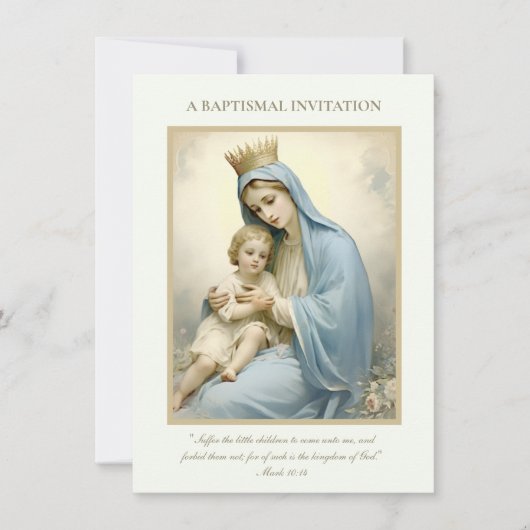 カトリックヴィンテージベビーバプテスマ《キリスト教》洗礼式や命名式フローラ 招待状 (正面)