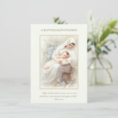 カトリックヴィンテージベビーバプテスマ《キリスト教》洗礼式や命名式フローラ 招待状 (スタンド正面)