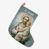 カトリックヴィンテージ聖ヨセフとベビーイエス ラージクリスマスストッキング (正面 (吊り時))