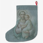 カトリックヴィンテージ聖ヨセフとベビーイエス ラージクリスマスストッキング (裏面)