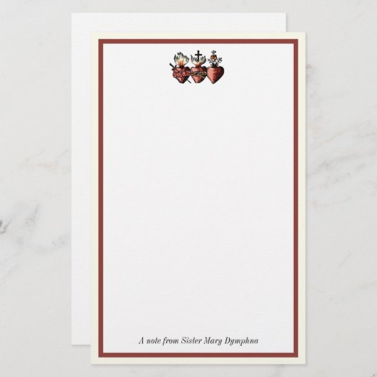 カトリック三ハートイエスマリージョセフ宗教 便箋 (正面/裏面)