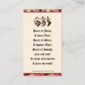 カトリック三ハートイエスメリージョセフ祈りの言葉プラ プレイスカード (裏面)