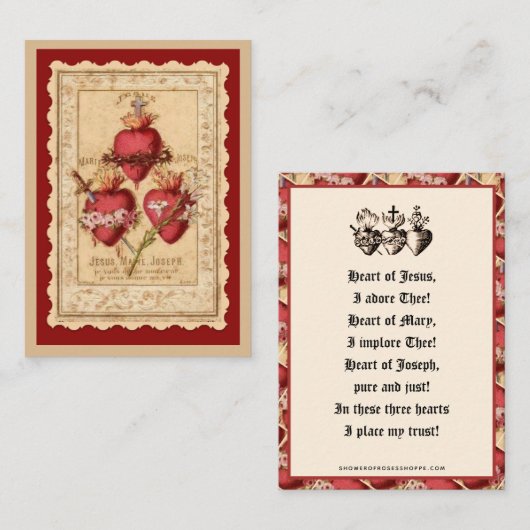 カトリック三ハートイエスメリージョセフ祈りの言葉車 プレイスカード (正面/裏面)