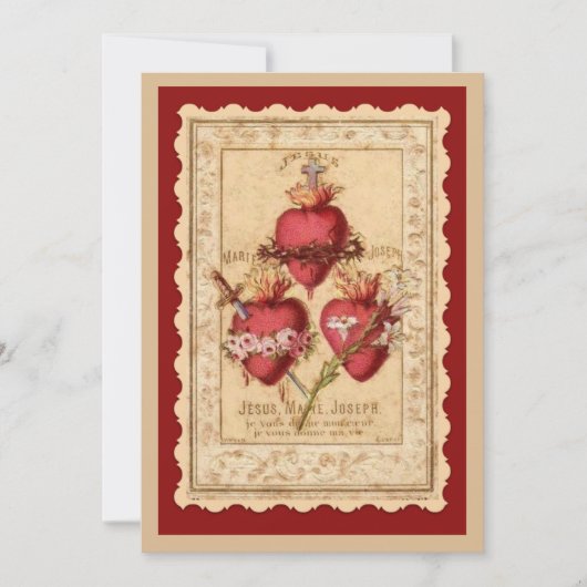 カトリック三ハートイエスメリージョセフ祈りの言葉 カード (正面)