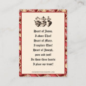 カトリック三ハートイエスメリージョセフ祈りの言葉 名刺 (裏面)