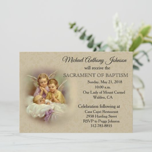 カトリック乳児バプティスエンジェルス招待状 招待状 (スタンド正面)