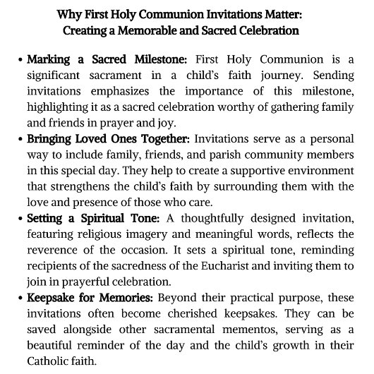 カトリック伝統的イエスファースト・コミュニオンインビタ 招待状