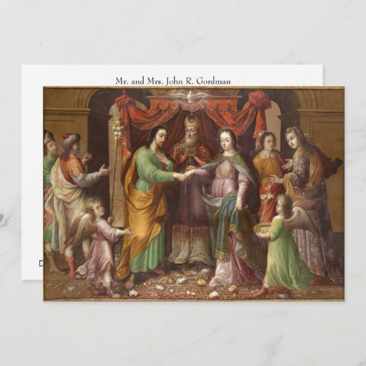 カトリック伝統的クリスチャン結婚式招待状 招待状 (正面/裏面)