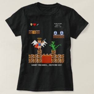 カトリック伝統的シャツサンミカエルPixel Tシャツ