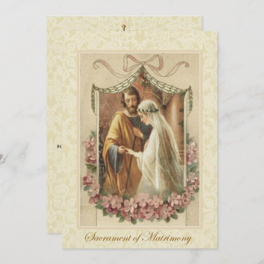 カトリック伝統的ブライダル結婚式招待状 招待状 (正面/裏面)