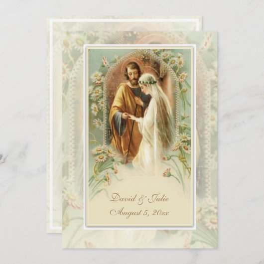 カトリック伝統的ブライダル結婚式招待状 招待状 (正面/裏面)