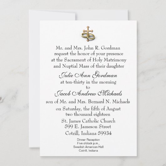 カトリック伝統的ブライダル結婚式招待状 招待状 (裏面)