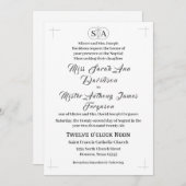 カトリック伝統的モノグラム結婚式招待状 招待状 (正面/裏面)