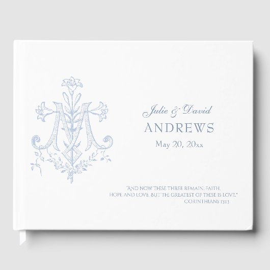 カトリック伝統的ヴィンテージエレガントなウェディングレース ゲストブック (正面)