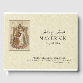 カトリック伝統的ヴィンテージエレガントなウェディングレース ゲストブック