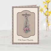 カトリック伝統的悔やみや弔慰ロザリオ十字架カード カード (黄色い花)