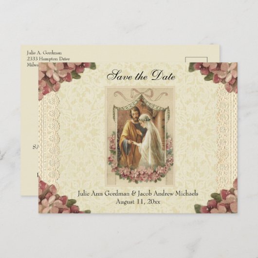 カトリック伝統的教徒は日付を保存結婚する 案内ポストカード (正面/裏面)