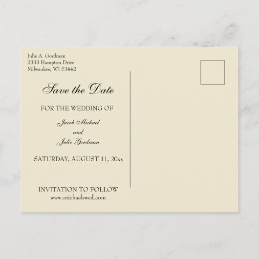 カトリック伝統的教徒は日付を保存結婚する 案内ポストカード (裏面)