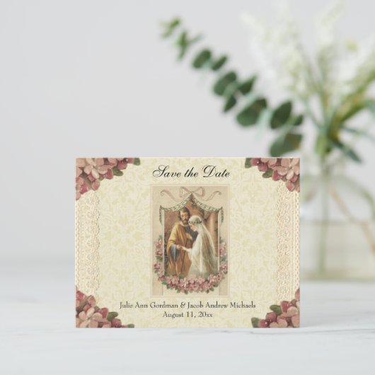 カトリック伝統的教徒は日付を保存結婚する 案内ポストカード (スタンド正面)
