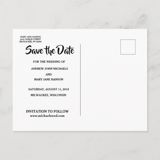 カトリック伝統的教徒は日付を保存結婚する 案内ポストカード (裏面)