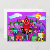 カトリック修道女アート「教会へ向かう」 ポストカード (正面/裏面)