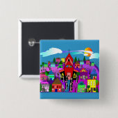 カトリック修道女アート「教会へ向かう」 缶バッジ (正面&裏面)