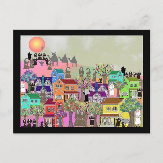 カトリック修道女 & カトリック僧の芸術作品 ポストカード (正面)