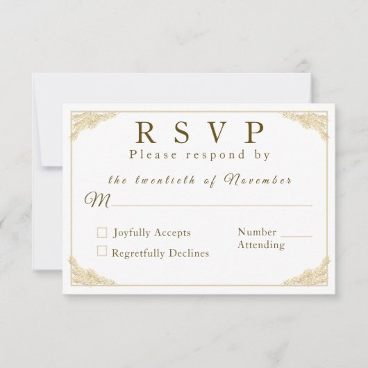 カトリック冬の結婚式の応答カード 出欠カード (正面)