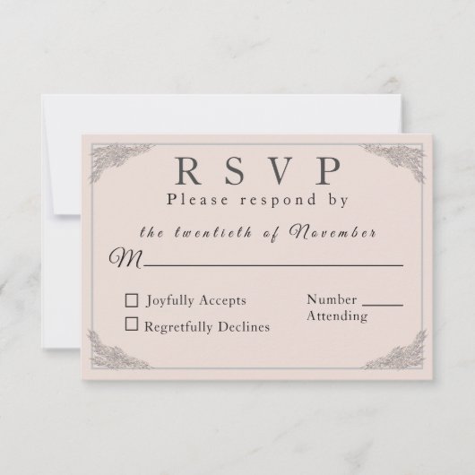 カトリック冬の結婚式返信カード 出欠カード (正面)