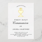 カトリック初の聖聖餐式ゴールドフォイルチャイス 箔招待状 (正面)