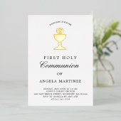 カトリック初の聖聖餐式ゴールドフォイルチャイス 箔招待状 (立ち正面)
