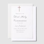 カトリック初の聖餐式シンプルミニマル ベラム紙招待状 (オフセット)