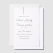 カトリック初の聖餐式シンプルミニマル ベラム紙招待状 (オフセット)