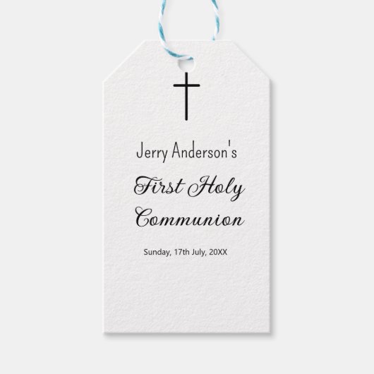 カトリック初の聖餐式シンプルQRミニマル ギフトタグ (正面)