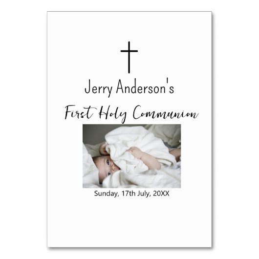 カトリック初の聖餐式シンプルQRミニマル テーブルナンバー (正面)