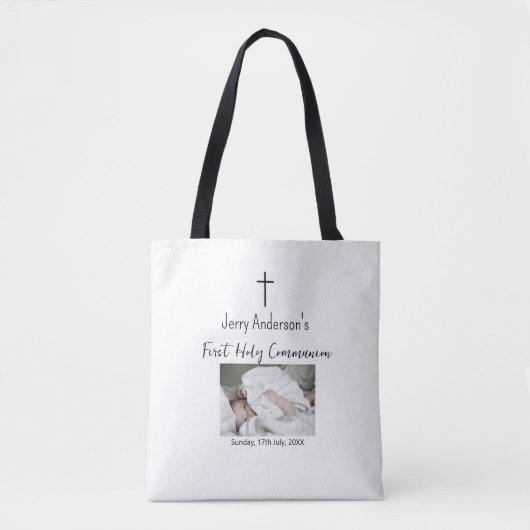 カトリック初の聖餐式シンプルQRミニマル トートバッグ (正面)