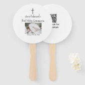 カトリック初の聖餐式シンプルQRミニマル ハンドファン (正面&裏面)