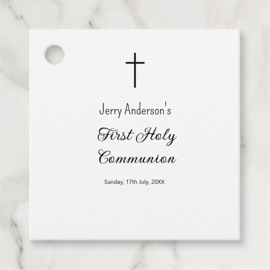 カトリック初の聖餐式シンプルQRミニマル フェイバータグ (正面)