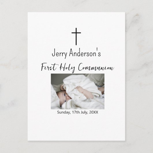 カトリック初の聖餐式シンプルQRミニマル ポストカード (正面)