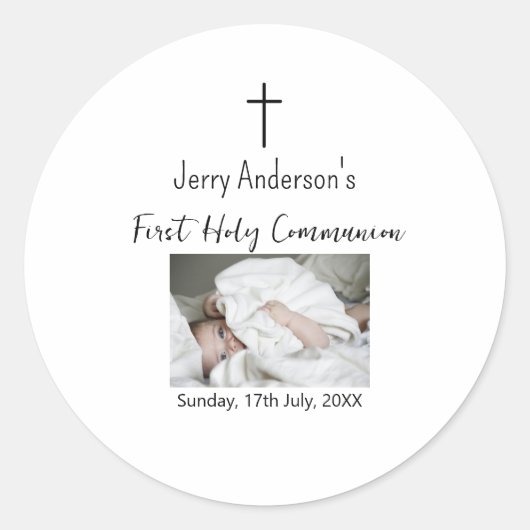 カトリック初の聖餐式シンプルQRミニマル ラウンドシール (正面)