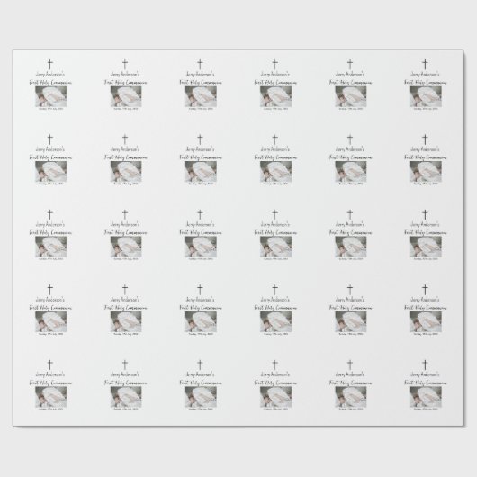 カトリック初の聖餐式シンプルQRミニマル ラッピングペーパー (フラット)