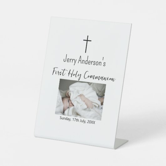 カトリック初の聖餐式シンプルQRミニマル 台座サイン (正面)