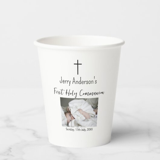 カトリック初の聖餐式シンプルQRミニマル 紙コップ (正面)